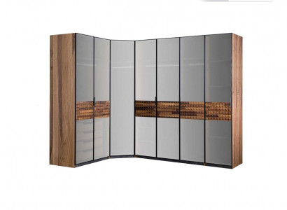 Corner wardrobe bedroom wardrobe closet wood brown mirror large